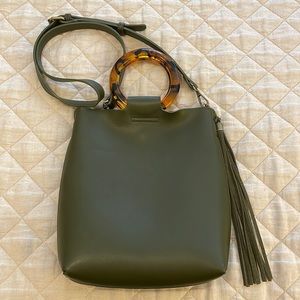 Army Green Faux Leather Cross Body Bag